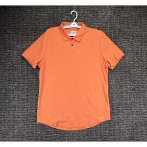 Cuts Polo Shirt Mens 2XL Orange Prestige Fitted Curve Hem Pique Cotton Casual